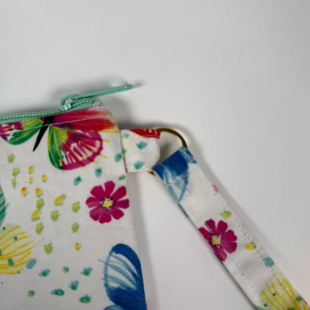 Handmade‎ Wristlet Zipper Pouch Purse Clutch Lightweight Strap New Butterfly